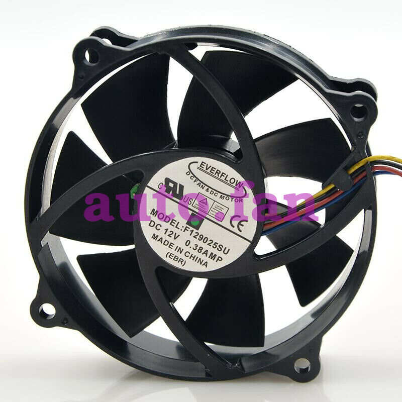 For EVERFLOW F129025SU 90/80mm x25mm CPU Round Fan 12V 4Pin 0.38A