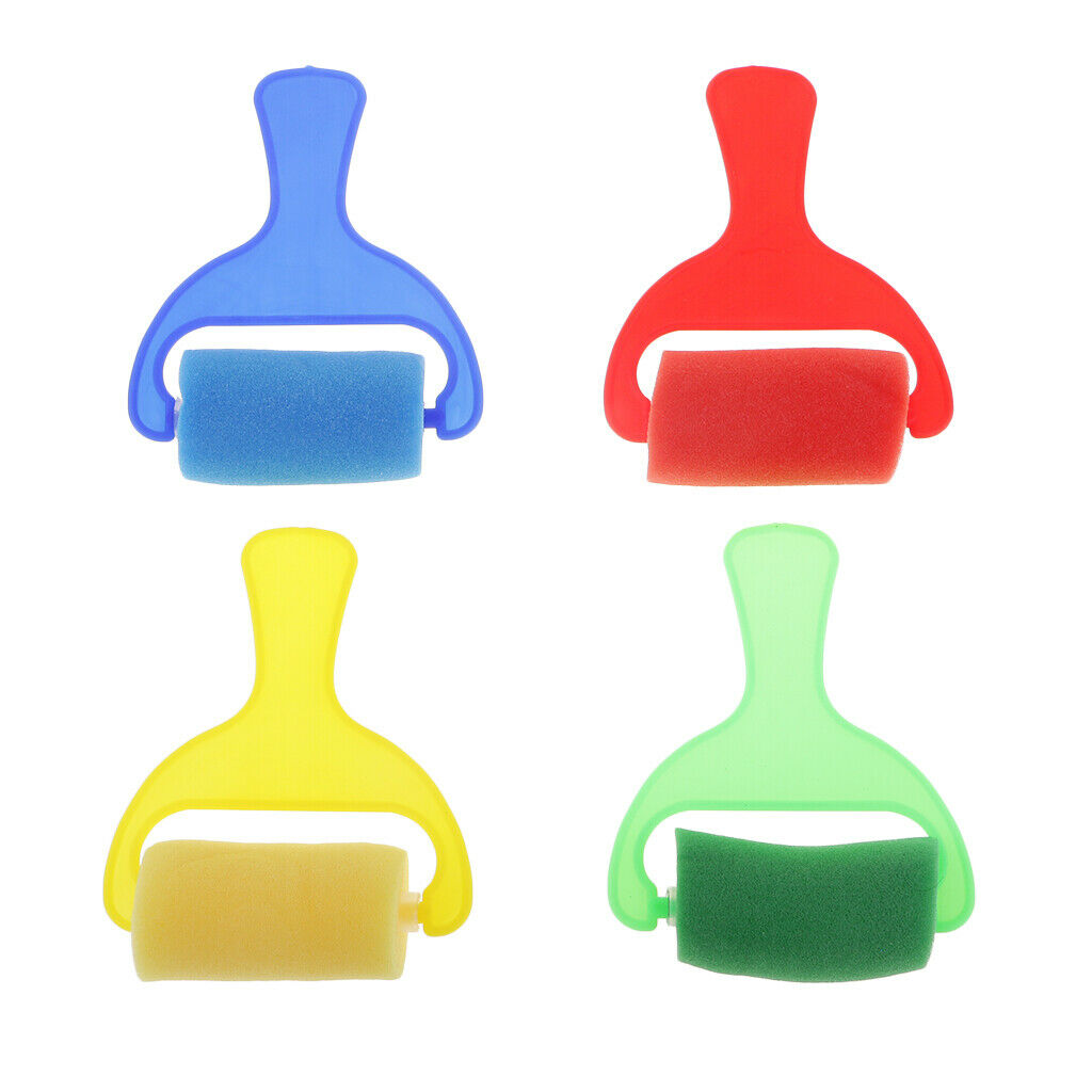 Set of 4pcs Sponge Brush Paint Roller Kid Art Craft Painting Drawing Tools