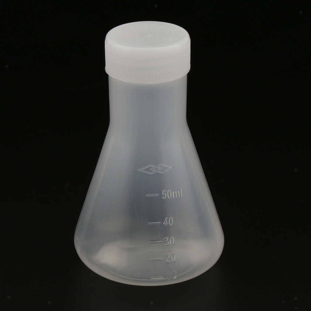 2 Pcs Lab Graduated Plastic Conical Flask Erlenmeyer w/   50mL Food Grade