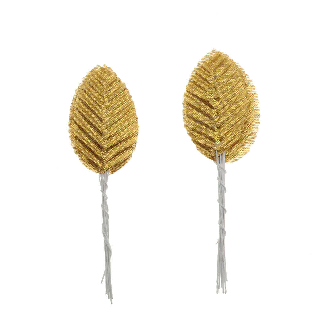 400PCS Artificial Golden Leaf Leaves Arrangements for DIY Home Garden Office