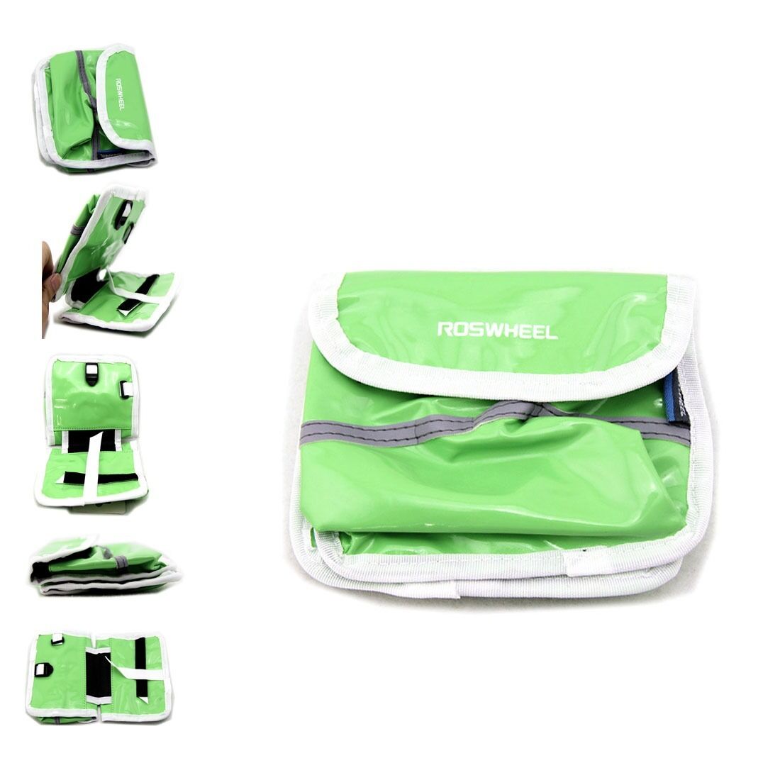Green ROSWHEEL Bicycle Bag Reflective Double Saddle Bag Front Tube Bag Panniers
