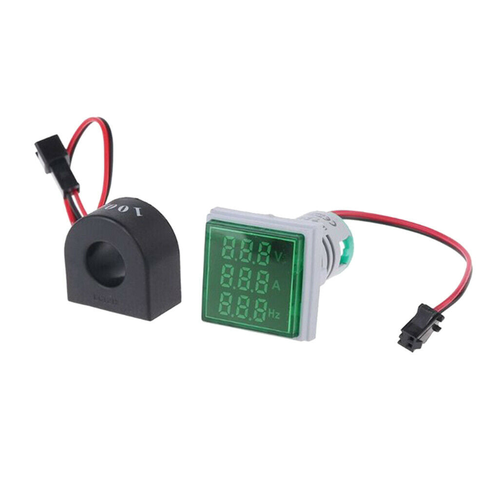 Square LED Digital Hertz Meter Voltage Current Frequency Indicator Green