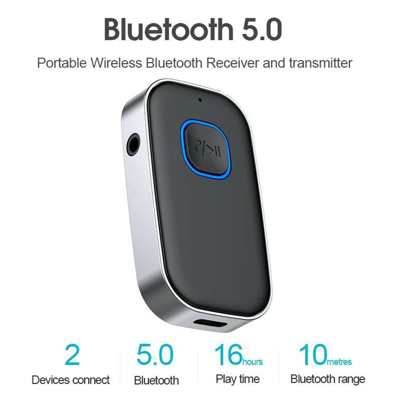 5.0 Bluetooth Receiver Noise Cancelling Dual Link for Home Stereo Headphones