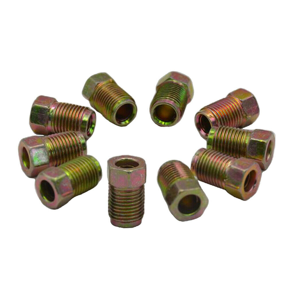10x 10mmx1mm Hollow Male Brake Pipe Screw Nuts for 3/16'' Braking Steel Tube