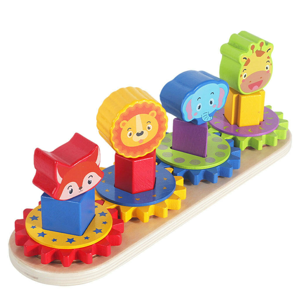 Stacking Block Toys Animal Shape Color Recognition Gear Puzzle Preschool
