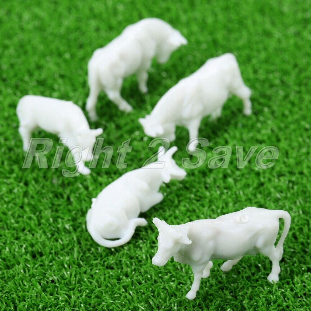 100Pcs UnPainted White Plastic Mixed Sizes Poses Farm Animals Cows Scale 1:87