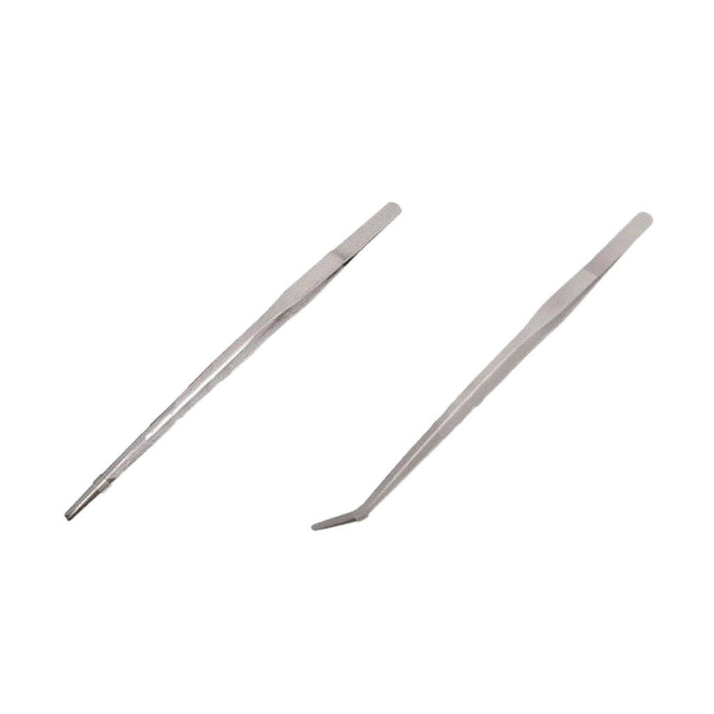 Set 2   Aqarium Tank Aquascaping Tools Tweezers- Elbow/Straight 27cm