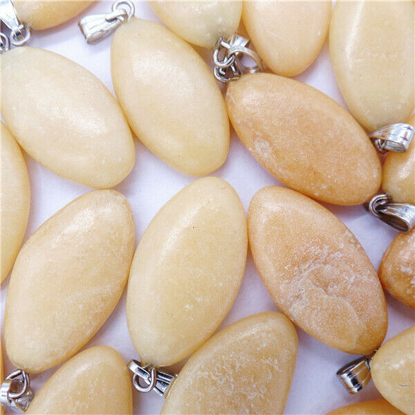 100Pcs 23x15x6mm Wholesale Natural Yellow Jade Marquise Pendant Bead HH8170