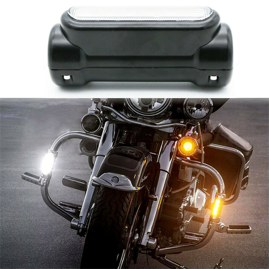 Motorcycle Highway Bar Switchback Driving Light White Amber LED For Crash Bars
