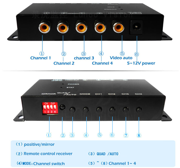 4-Way Front/Rear/Right/Left Parking View Camera Video Switch Combine Control Box