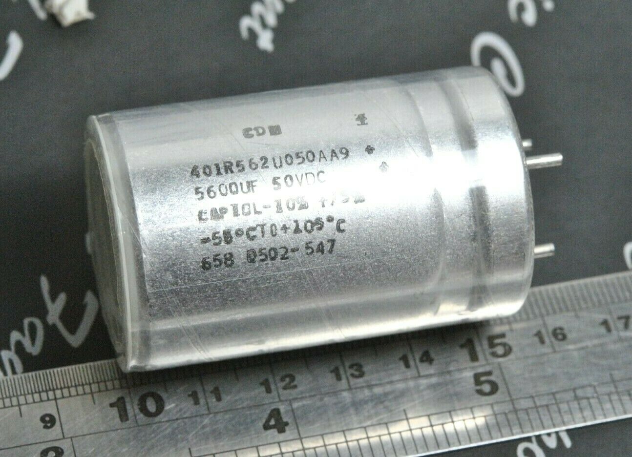 1pcs-Cornell Dubilier 5600uF 50V 401R562U050AA9 3-PIN Capacitor - CDE