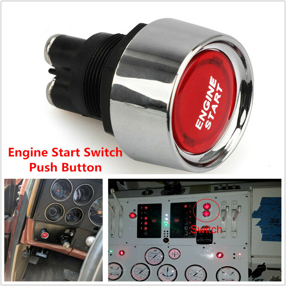 12V Race Car Dash Red LEDs Illuminated Engine Start Switch Push Button Starter