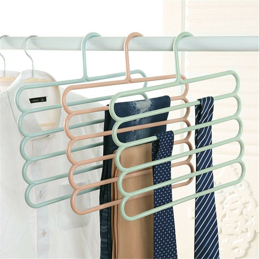 Pants Trousers Hanger Tie Scarf Belt Towel Non-Slip Hanger Storage Rack R.l8