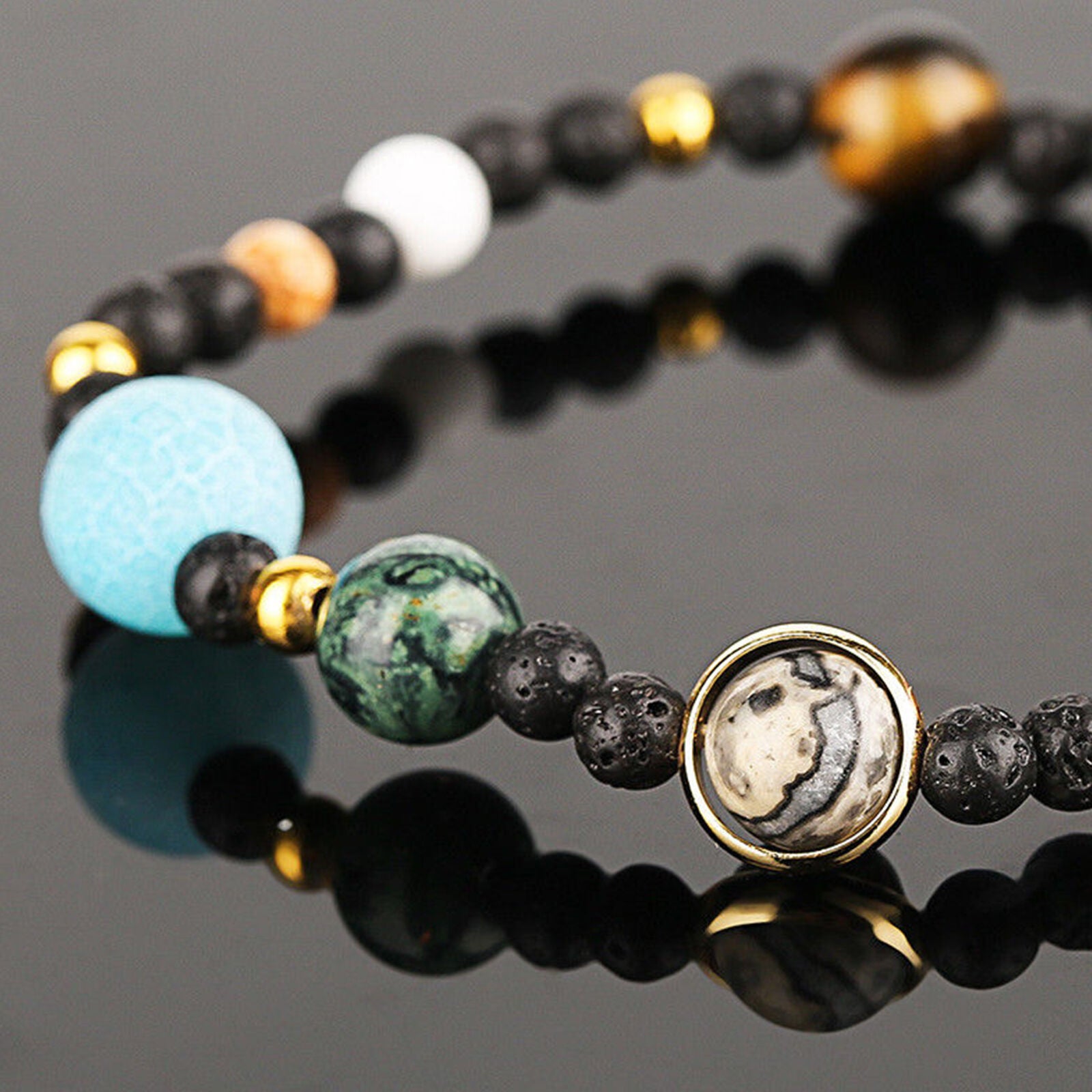 New Fashion Nine Planets Of Solar System Stone Beaded Bracelet Women Girl Gifts