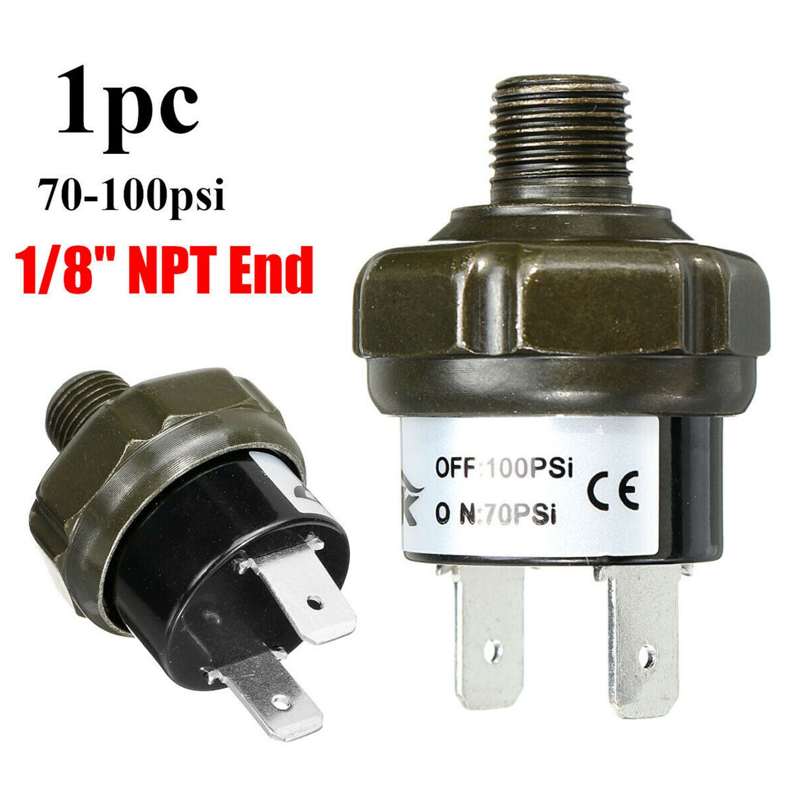 1/8" NPT Air Compressor Tank Pressure Control Switch 70psi ON 100psi OFF 12V 24V
