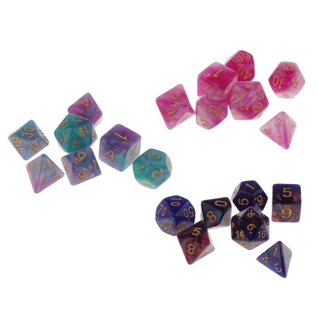 21Pcs D4-D20 Polyhedral 10-25mm Dice Game for DND Table Game Casino Supplies