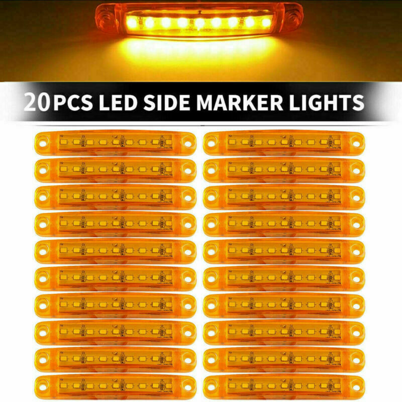 20Pcs Amber 9 LED Sealed Side Marker Clearance Light For Truck Trailer Lorry Bus