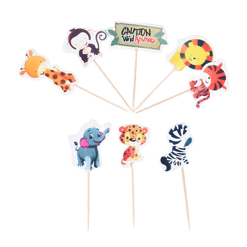 24pcs Animal Cake Toppers Jungle Safari Party Cupcake Birthday Decorati.l8