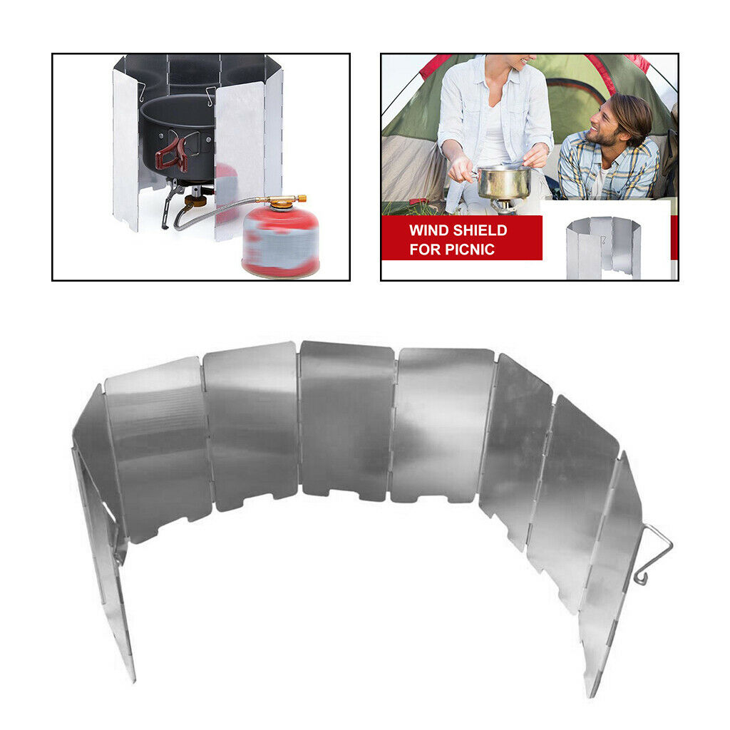 9 Plates Aluminum Alloy Cooker Stove Wind Screen Windshield Backpacking