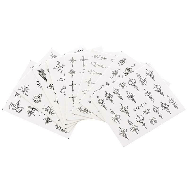 Nail Art Stickers Water Transfer DIY Nail Decals Butterfly Flowers Feathers