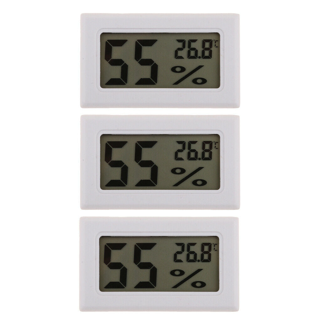 3 pices Digital Temperature Humidity Meter Gauge Mini Thermometer Hygrometer LCD