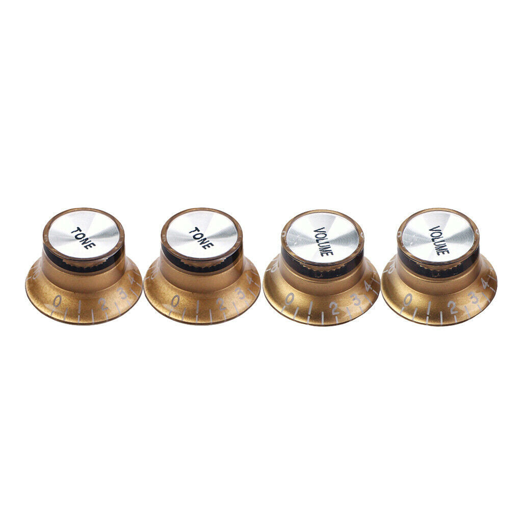 4 Pcs of Set Volume Tone Control Knobs for   Guitar Lovers Golden