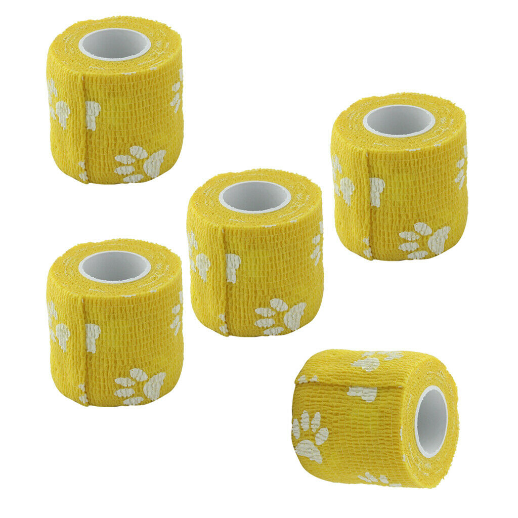 Cat Dog Pet Self Adherent Wrap Tape - Self Adhering Bandage - 5 Rolls
