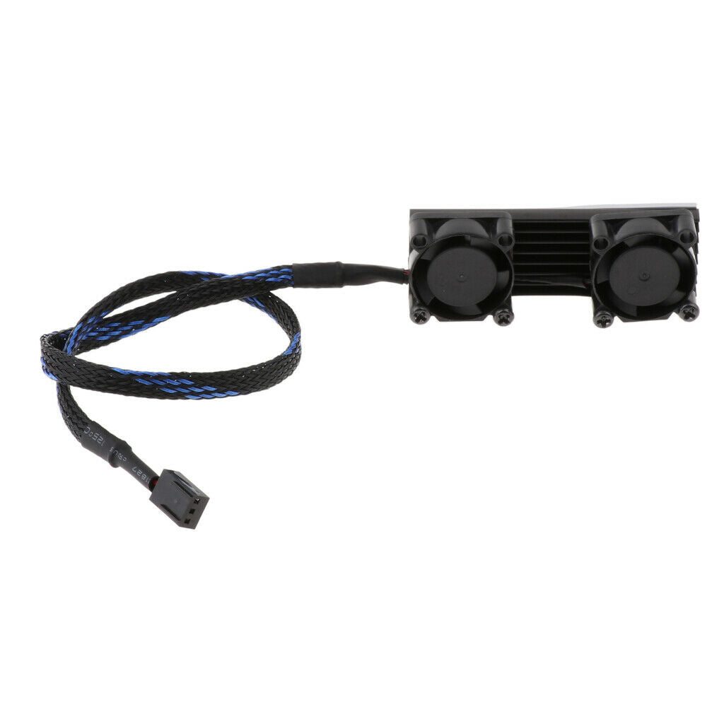 M.2 NVMe 2280   SSD Heatsink Cooler Radiator Fin + Dual Cooling Fan Black