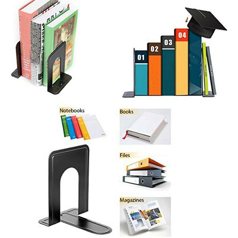 Metal Heavy Duty Bookends-Nonskid Bookends Pack for Bookshelves Stopper MoviT6L1