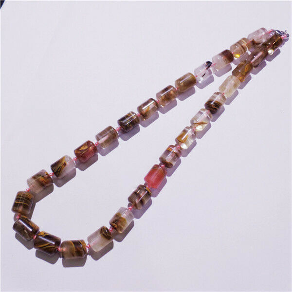 1 Strand 13x10mm Women Brown Fire Cherry Quartz Cylinder Beads Necklace HH9260