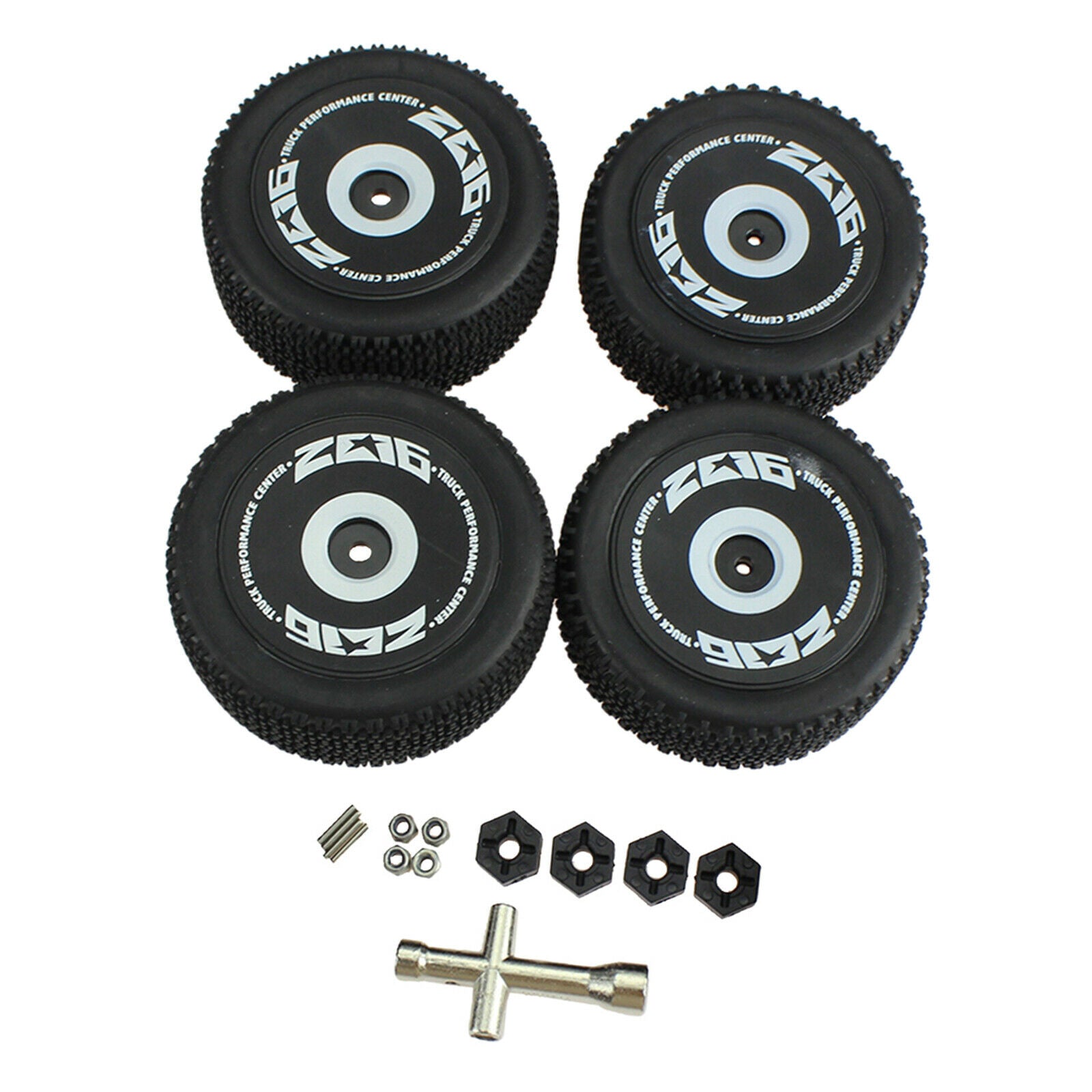 4PCS RC Car Rubber Front and Rear Wheel Rim Tires Bolt Screw Sleeve Accessories