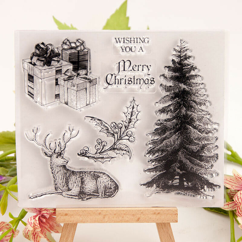 Merry Christmas Tree Reindeer Stamp clear Silicone craft for DIY Scrapboo.l8
