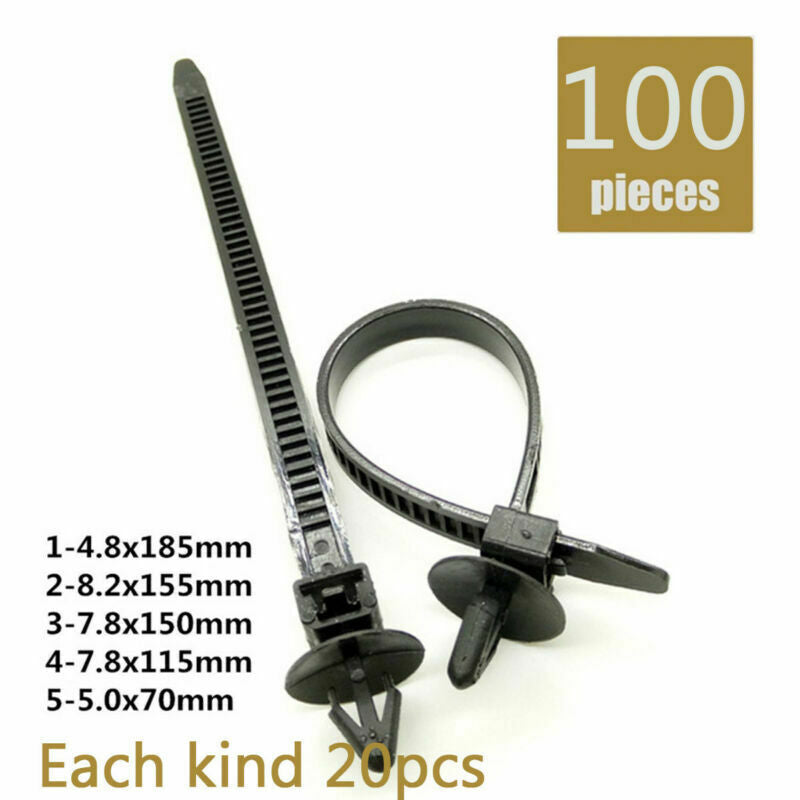 Black Wire Cable Zip Ties Nylon Tie Wraps Cable Fixed Fastener Tape For Car SUV