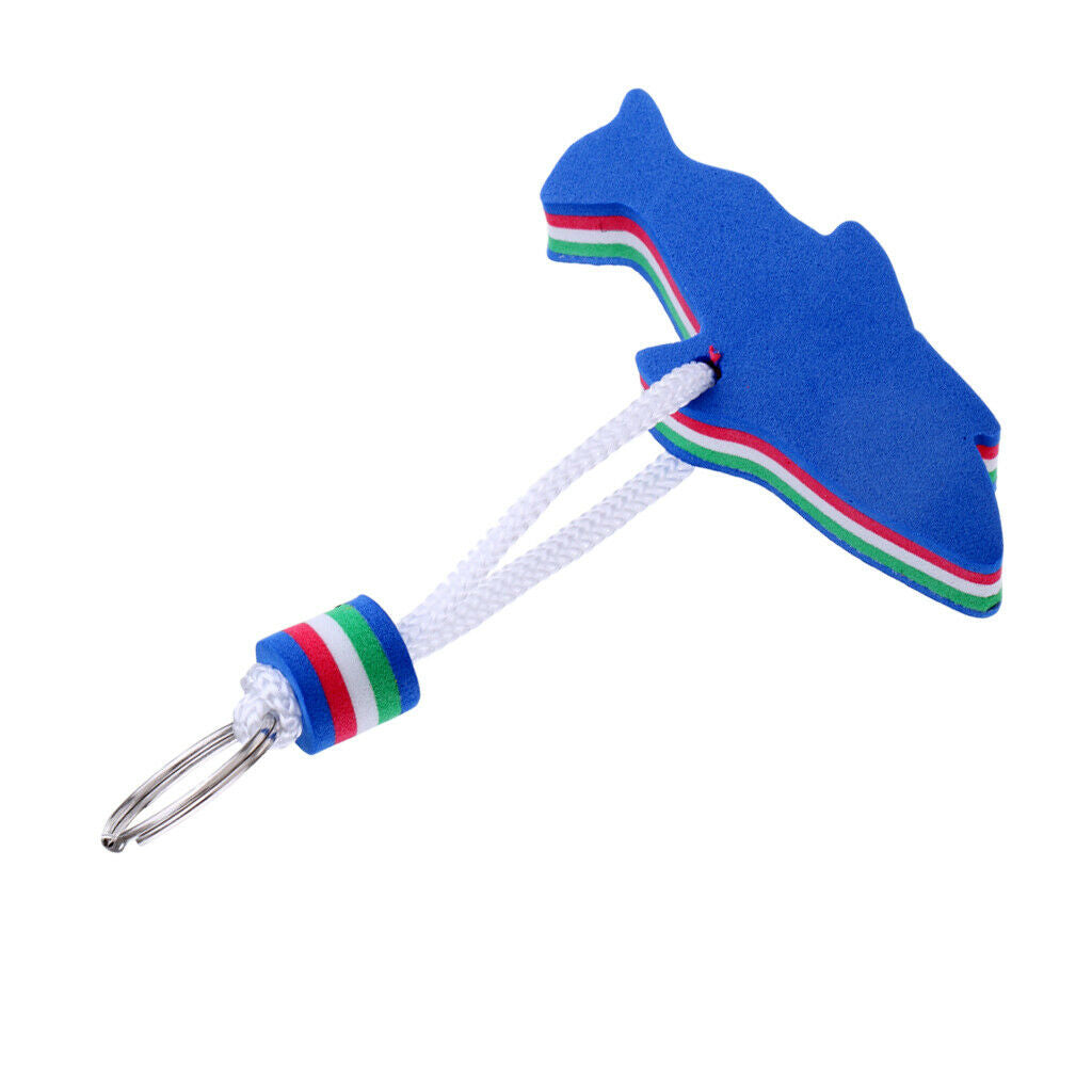 2 Pieces Blue and Orange EVA Dolphin Shaped Floating Key Ring Key Chain Key