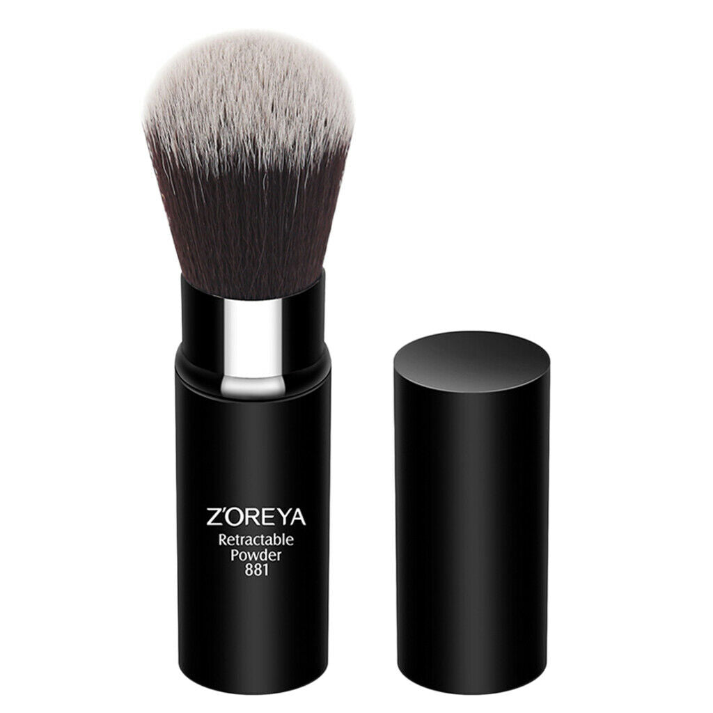 Retractable Kabuki Travel Foundation Brush for Blush Bronzer Powder Black