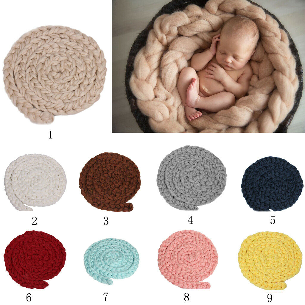 Newborn Roving Braid Wool Spinning Fiber Rugs Photography Props Blue