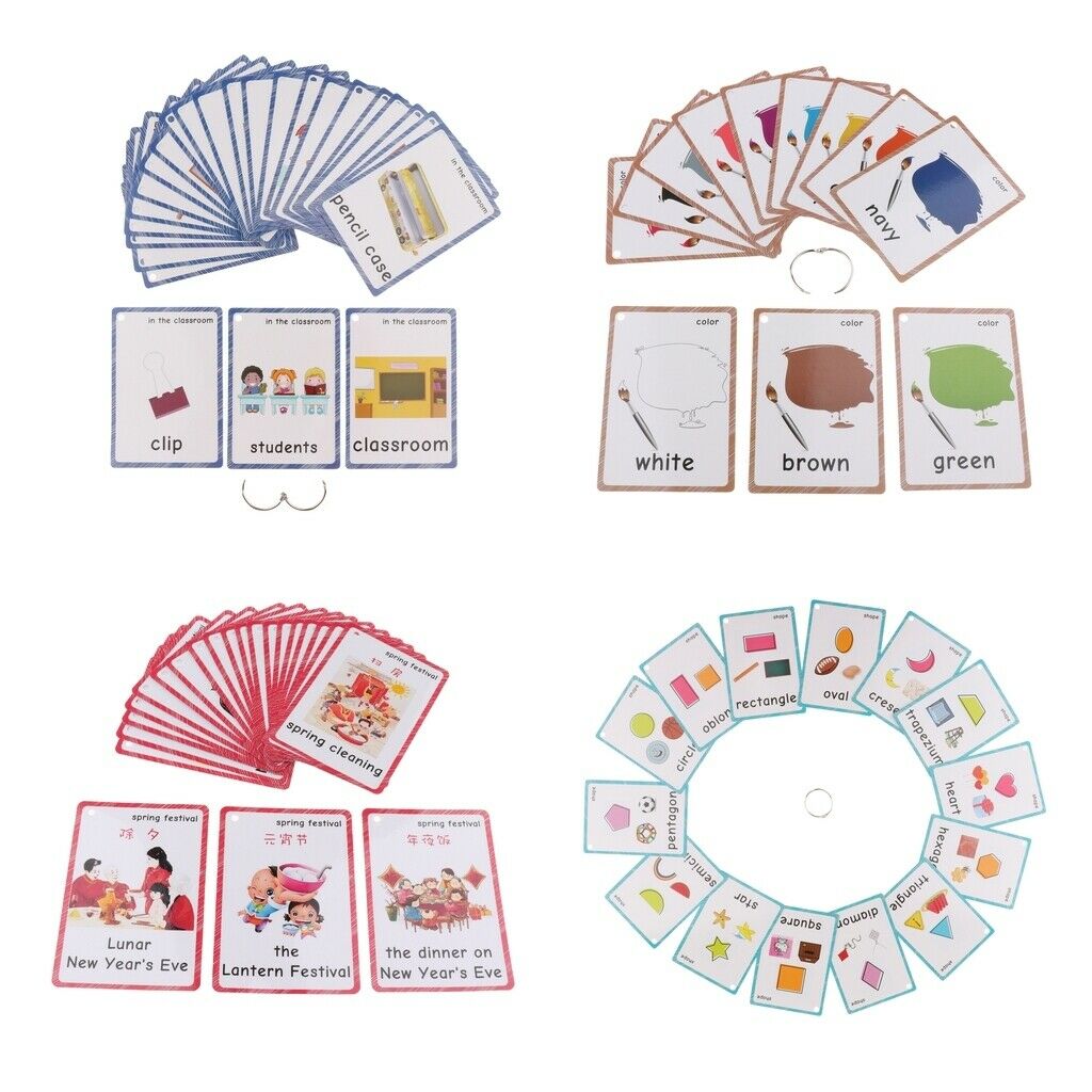 12Pcs Flash Cards Card Kids Flashcards Learning Educational Intellectual