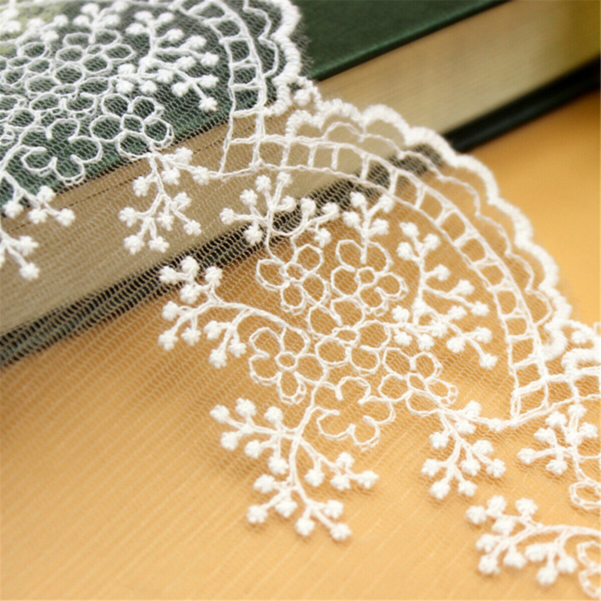 2 Yds White Cotton Crochet Lace Trim Skirt Hem Decor DIY Sewing Accessory 11.5cm