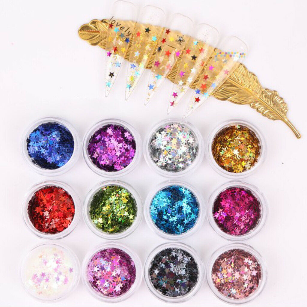 24x Charms Nail Sequins Long Lasting Sparkle Crafts Nail Art DIY Decoration