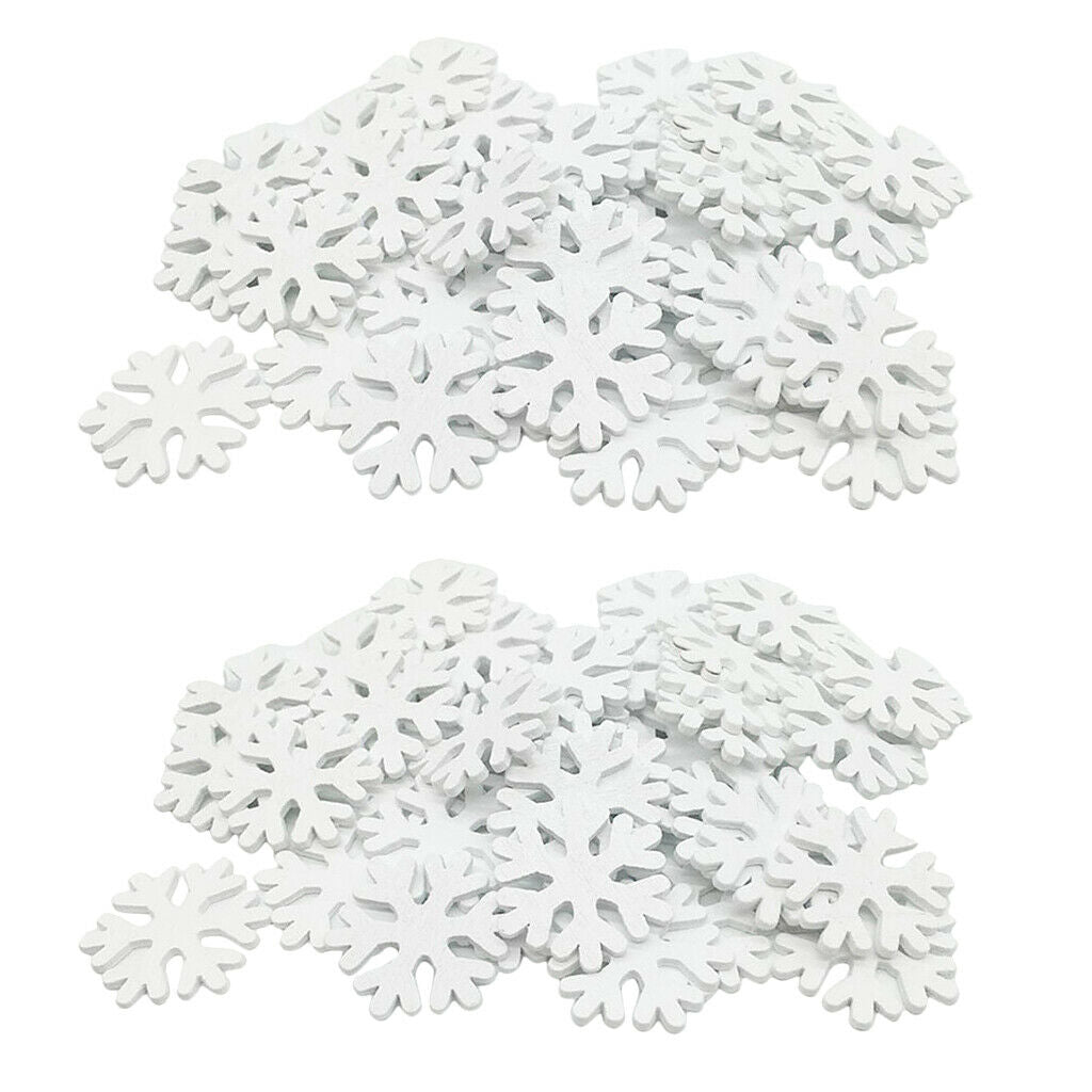 Lots 200x Christmas Snowflake 3cm Wood Craft Embelishments  Cut Shape White