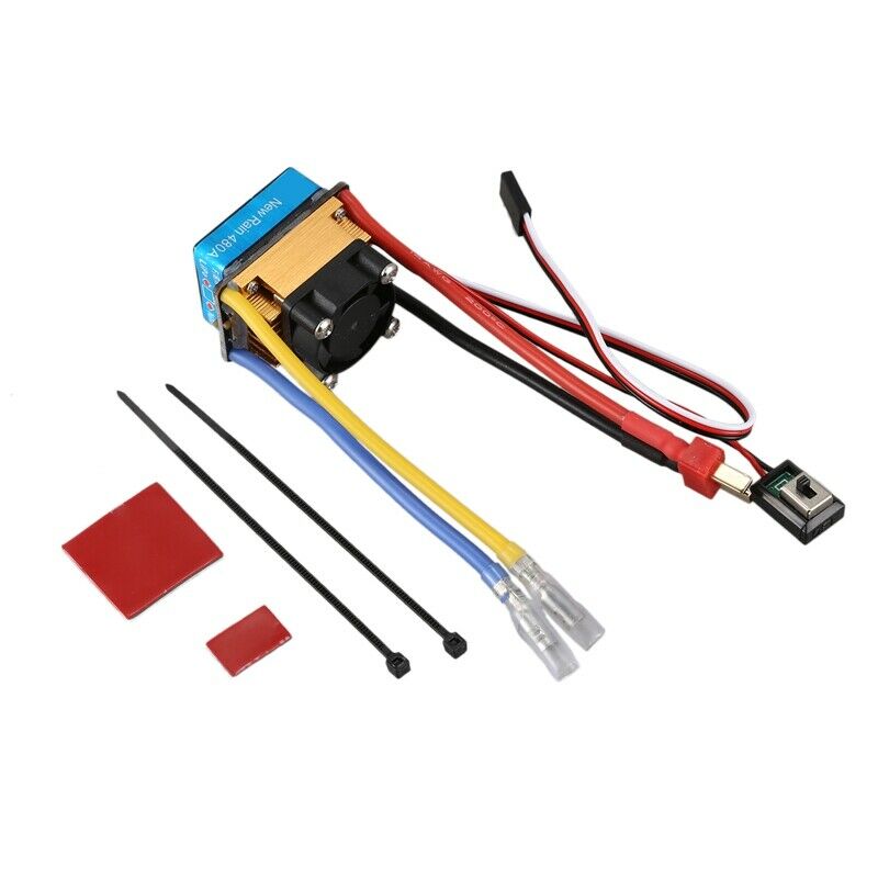 480A Brushed ESC Single Motor with Cooling Fan Waterproof 2-4S 3 Modes 5V/3A BU9