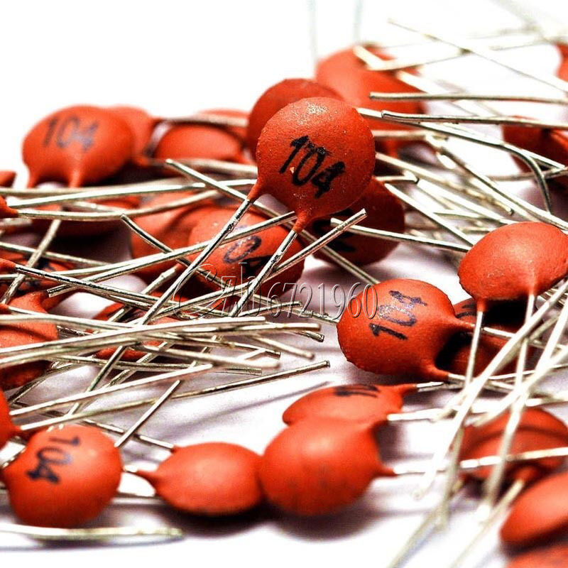 50PCS 0.1uF 104pF 100nF 50V DIP Ceramic Disc Capacitors