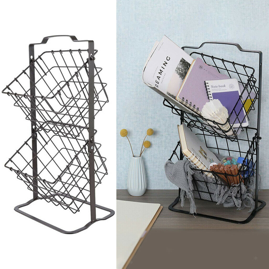 Double Layer 2-Layer Fruit Basket Countertop Storage Organizer Display Stand