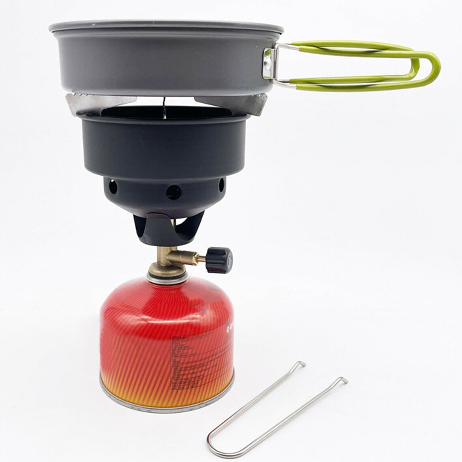 2 in 1 Portable Gas Stove Camping Wood Burning Coal Stove Outdoor Picnic BBQ
