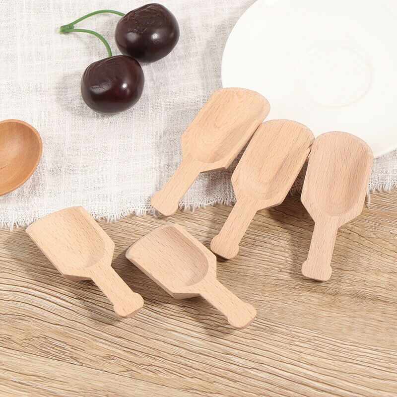 5Pcs 8cm Wooden Scoops Bath Salt Spoon Candy Flour Spoon Scoops Kitchen U.l8