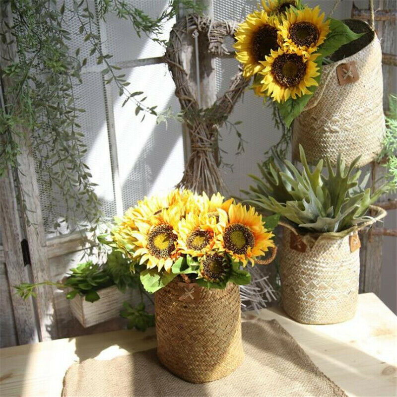 7 Heads Elegant Yellow Sunflower Silk Artificial Flowers Bouquet Home Decor