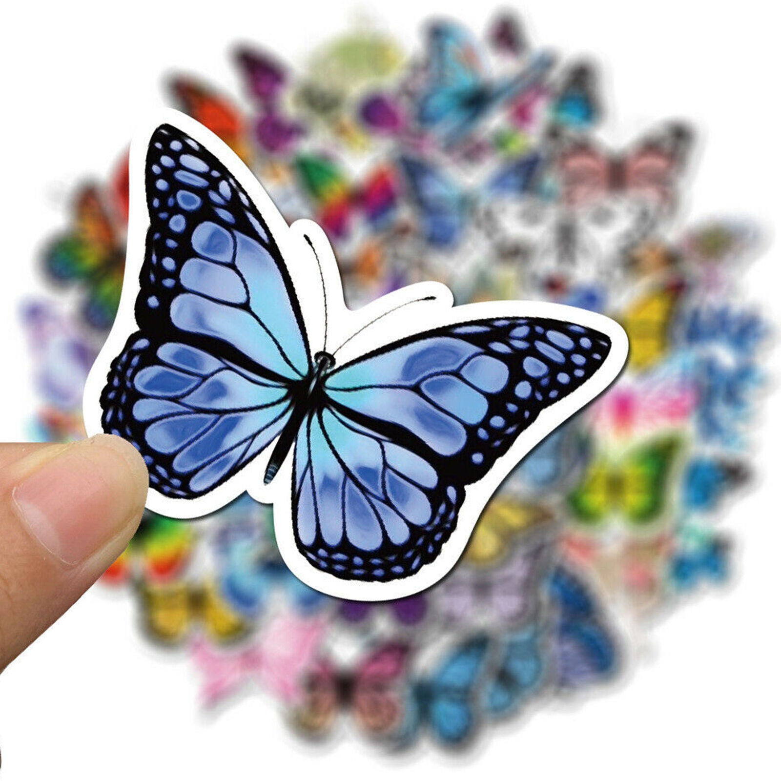 Colorful Butterfly Stickers 50 Pcs Decals for Water Bottle Laptop Luggage Crafts