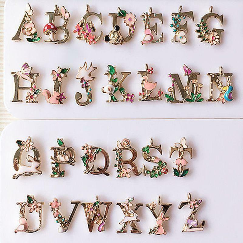 26 Letters Initial A-Z Alphabet Charms Pendant Garden Fairy Tale Jewelry Making