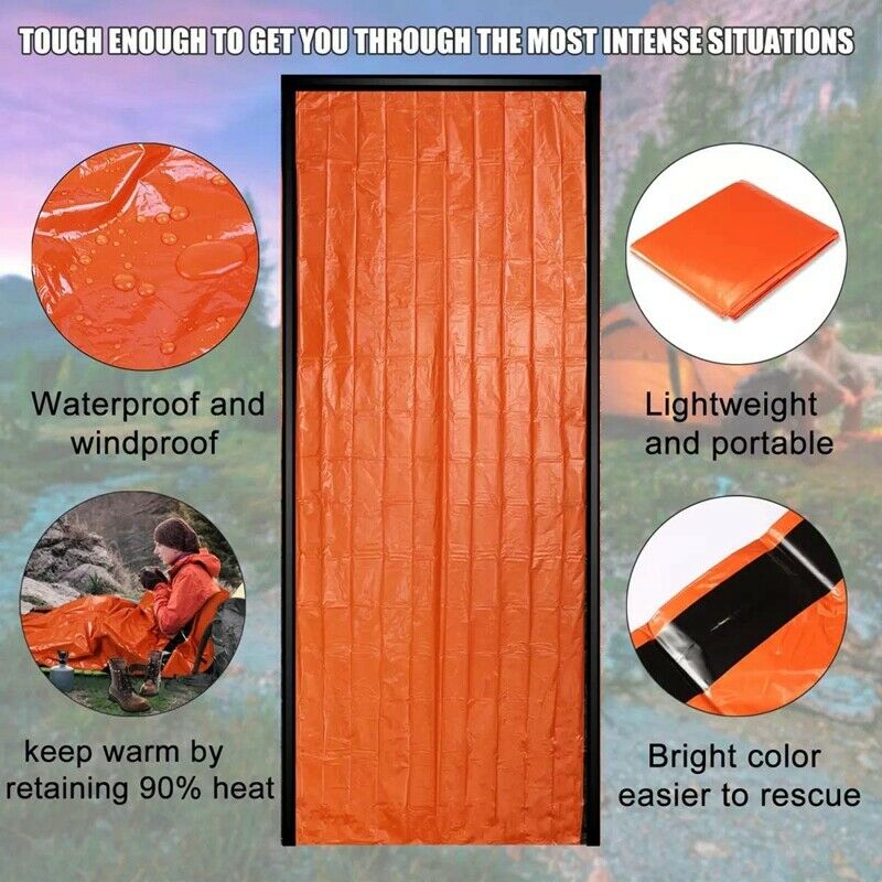 Emergency Survival Sleeping Bag and Poncho, Waterproof  Thermal Blanket for Z5B8