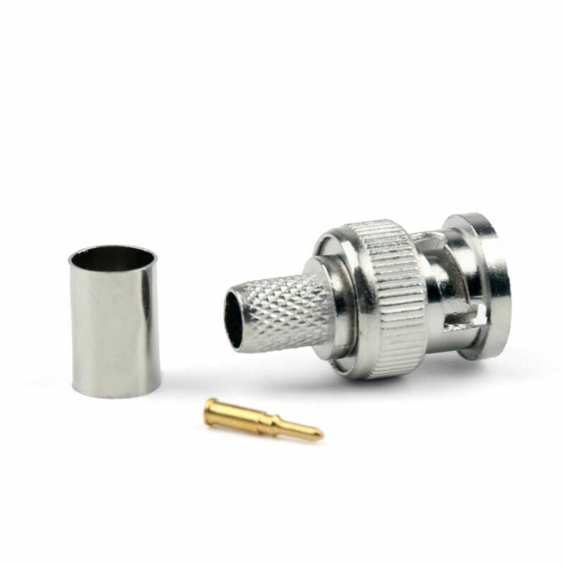 10 Pcs BNC Male Plug Crimp Adapter Coaxial Connectors For RG59 Cable